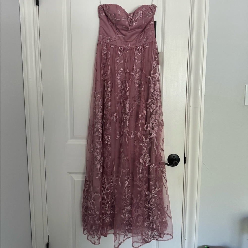 LULUS - strapless purple floral maxi dress